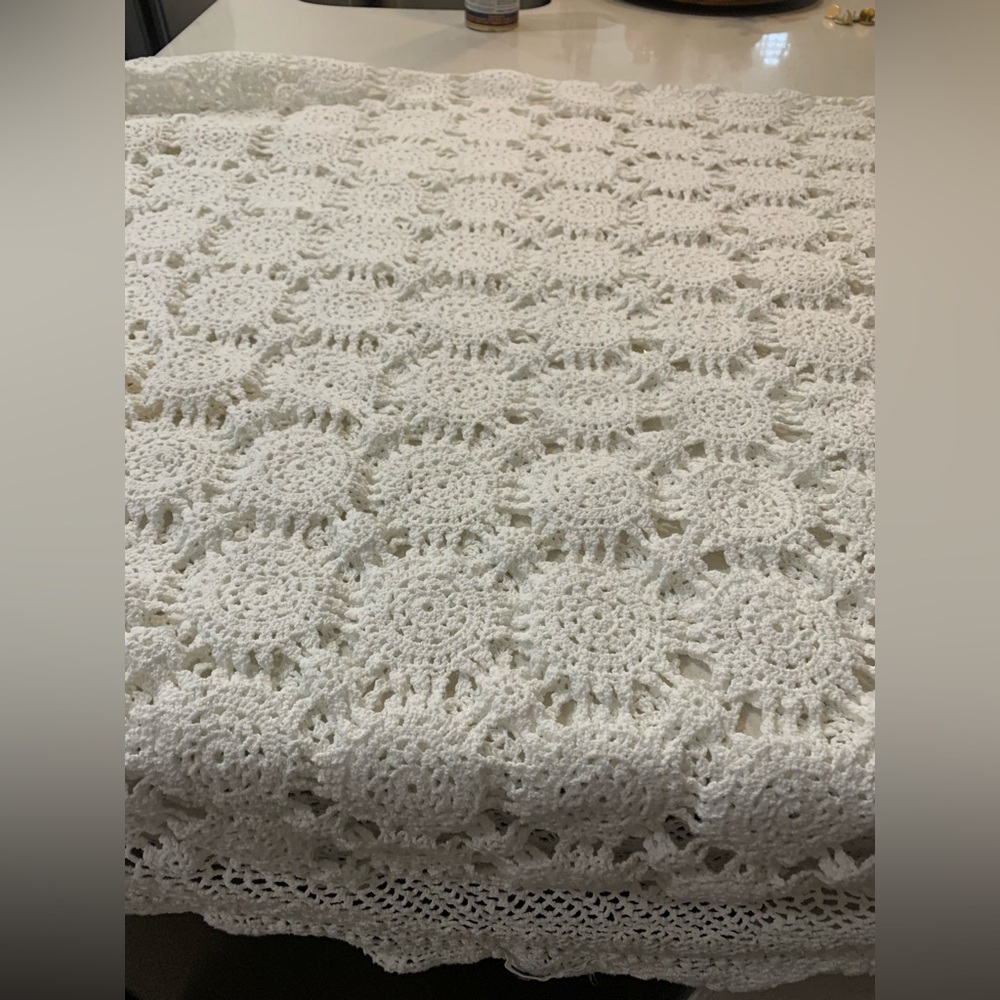 Vintage oval crochet tablecloth